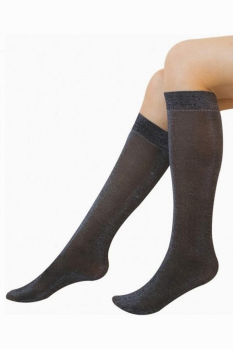 Socks - Girls' Soft and Knee-Length Black Matte Micro Fiber Socks 100327344 - Turkey