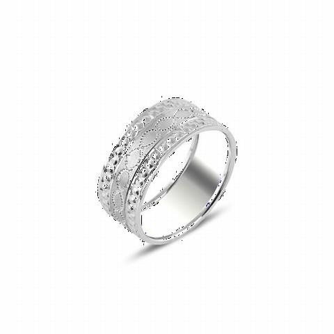 Wedding Ring - Infinity Motif Embroidered Silver Wedding Ring 100347018 - Turkey