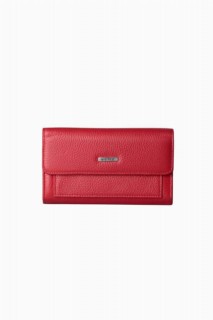 Woman Shoes & Bags - Red Snap Fastener Genuine Leather Women's Wallet 100346317 - Turkey