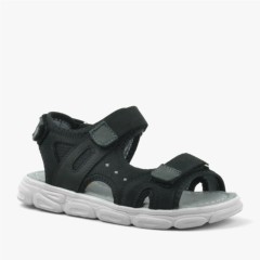Sandals & Slippers - Flint Genuine Leather Black Kids Sandals 100352425 - Turkey
