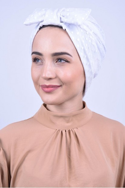 Papyon Model Style - Lace Bow Bonnet White 100285329 - Turkey