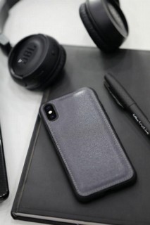 iPhone Case - Coque pour iPhone X / XS en cuir Saffiano anthracite 100345996 - Turkey