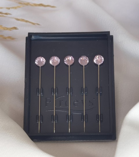 clips-pins - Crystal hijab pins Set of 5 Rhinestone Luxury Scarf Needles 5pcs pins - Light Pink 100298894 - Turkey