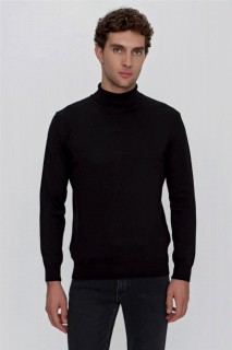 Fisherman's Sweater - سترة تريكو بياقة مدورة كاملة سوداء اللون للرجال مقاس أساسي 100345147 - Turkey