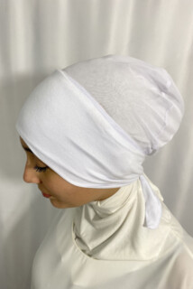Bonnet With Tie - بونيه ربطة عنق بسيطة بيضاء - Turkey