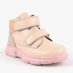 Boots - Bottes pour filles en cuir véritable rose Velcro 100316948 - Turkey