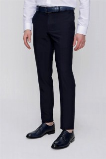 pants - Men's Navy Blue Basic Straight Slim Fit Slim Fit Trousers 100351295 - Turkey