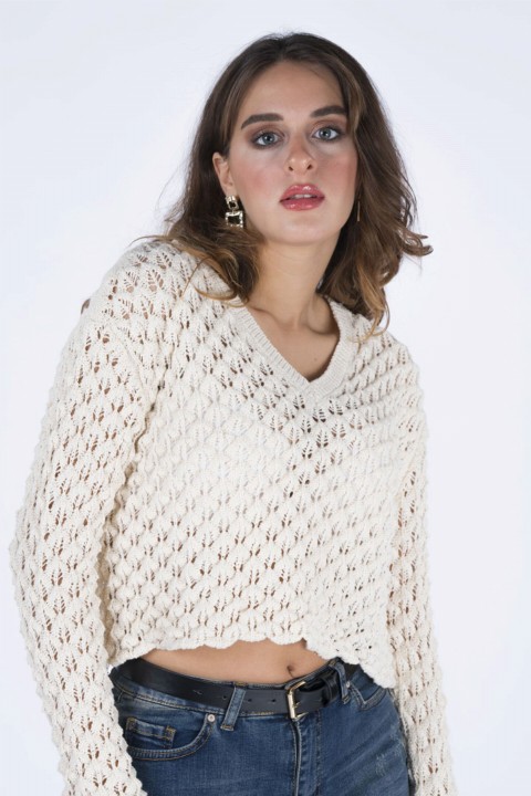 Knitwear Mix - سترة نسائية بياقة على شكل V 100326244 - Turkey