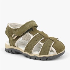 Shoes - Sandales Velcro pour bébé en cuir véritable kaki 100278874 - Turkey