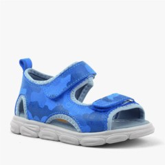 Baby Boy Shoes - Wisps Genuine Leather Blue Camouflage Baby Sandals 100352428 - Turkey