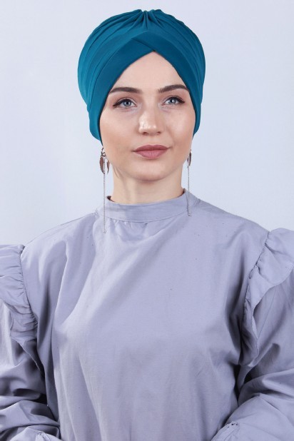 Double Side Bonnet - Bonnet Double Face Nevrulu Bleu Pétrole - Turkey