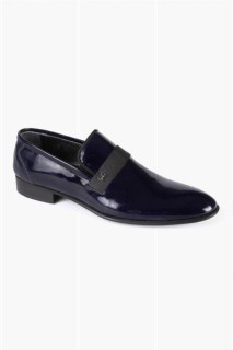 Classical - حذاء جلد مسطح برباط من نيوليت أزرق كحلي للرجال 100351097 - Turkey