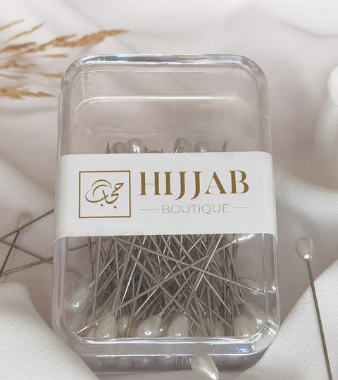 Hijab Accessories - 50 pcs Hijab Needle Pin - White 100298851 - Turkey