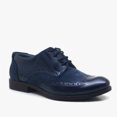Classical - Titan Cuir Véritable Hommes Classique Bleu Foncé Chaussures Enfants 100278696 - Turkey