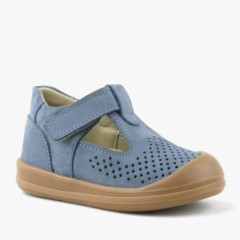 Baby Boy Shoes - Shaun Genuine Leather Grey Anatomic Baby Sandals 100352390 - Turkey