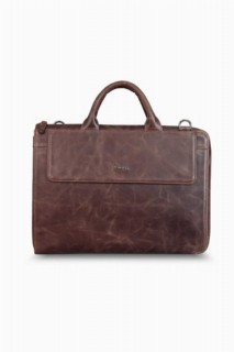 Briefcase & Laptop Bag - حقيبة جارد رفيعة من الجلد الطبيعي البني العتيق 100346291 - Turkey
