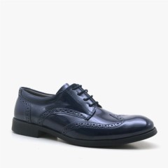 Classical - Chaussures à lacets en cuir verni bleu marine Titan pour jeune garçon 100278685 - Turkey