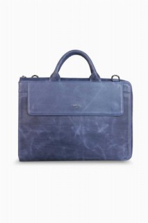 Briefcase & Laptop Bag - حقيبة الحرس سليم جلد طبيعي أزرق كحلي عتيق 100346294 - Turkey