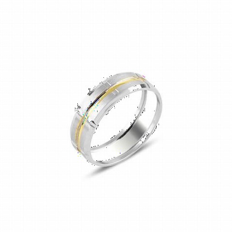 Wedding Ring - Gold Banded Silver Wedding Ring 100347043 - Turkey