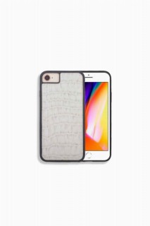 iPhone Case - جراب هاتف جلدي من الجلد باللون الرمادي Croco لهاتف iPhone 6 / 6s / 7 100345977 - Turkey