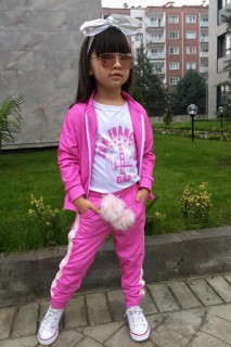 Kids - Girl's Pink Tracksuit with Barbie Writing on the Back 100344710 - Turkey