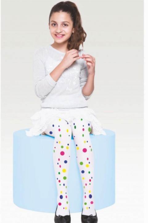 Socks - Girl Neon Dye Printed Thin White Tights 100327333 - Turkey