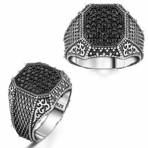Zircon Stone Rings - خاتم فضة بحجر صغير مزخرف بحافة 100350298 - Turkey