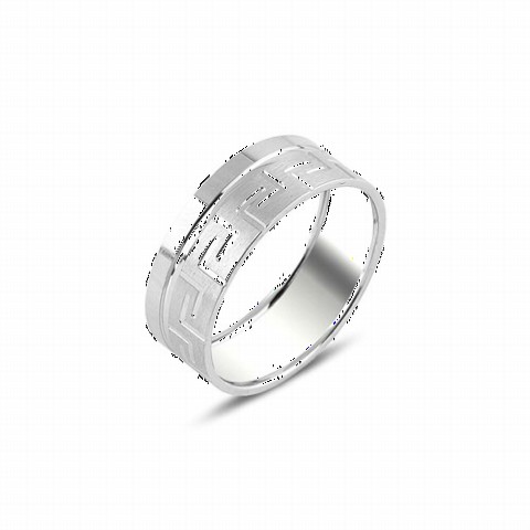Wedding Ring - Plain Patterned Silver Wedding Ring 100346981 - Turkey