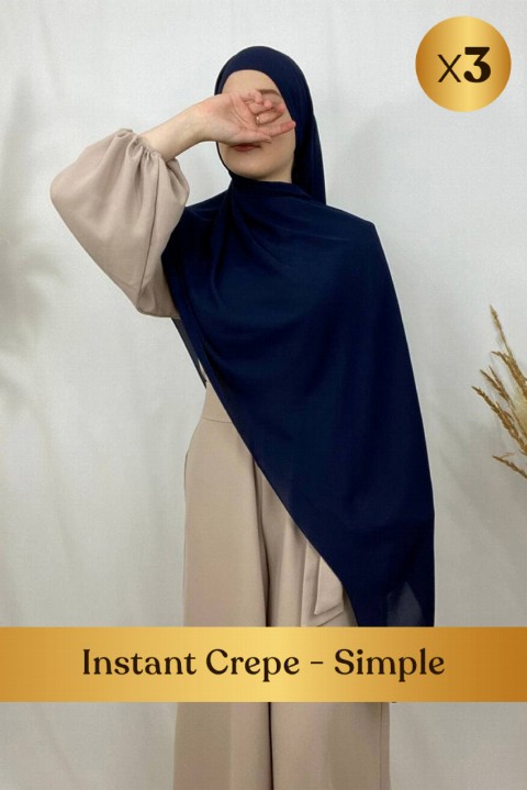 Promotion Box - Hijab crêpe prêt à nouer, bandeau droit intégré - en box 3 pièces - Turkey