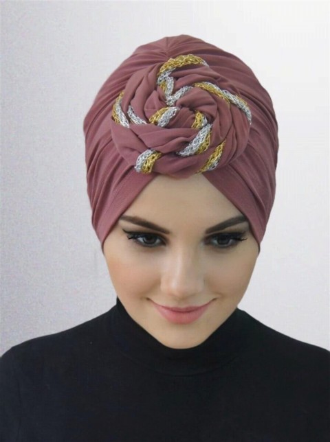 Woman Bonnet & Turban - Ready Made Donut Cap Colored-Rose Dried 100285725 - Turkey