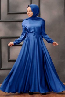 Evening & Party Dresses - فستان سهرة حجاب أزرق نيلي 100339854 - Turkey