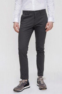 pants - Men's Dark Gray Cotton Slim Fit Side Pocket Linen Trousers 100351260 - Turkey