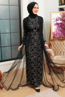 Evening & Party Dresses - Robe de soirée hijab argentée 100340491 - Turkey