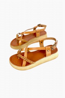Clara Tan Leather Sandals 100344374