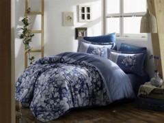 Bedding - Amalia Cotton Satin Double Duvet Cover Set Petrol Blue 100260227 - Turkey