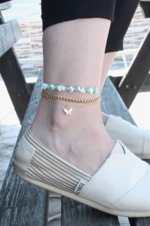 Anklet - Natural Butterfly Figured Women's Anklet 100327532 - Turkey