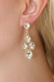 Jewelry & Watches - Gold Color Zircon Stone Women's Earrings 100328097 - Turkey