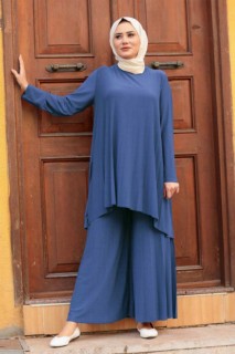 Cloth set - فستان بدلة مزدوج حجاب أزرق نيلي 100336201 - Turkey