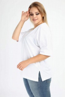 Angelino Large Size V Neck Double Sleeve T-Shirt 100276548