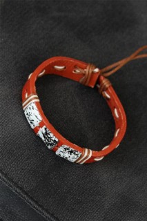 Bracelet - Marble Stone Brown Leather Men's Bracelet 100318770 - Turkey