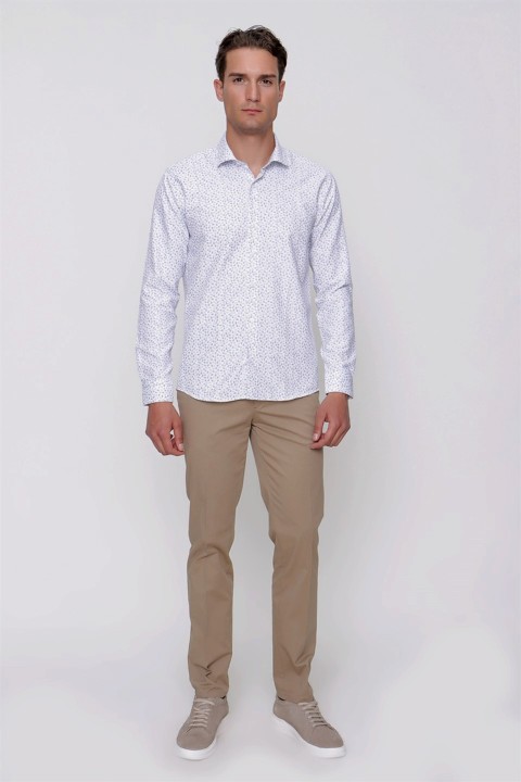 Men's Brown Saldera Slim Fit Slim Fit Long Sleeve Shirt 100350851
