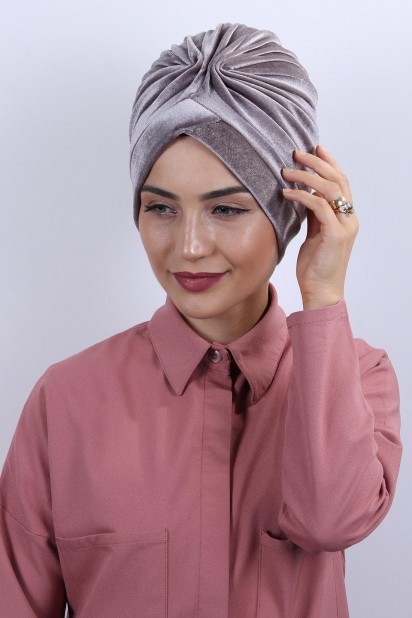 Woman Bonnet & Turban - Velours Nevru Bonnet Vison - Turkey