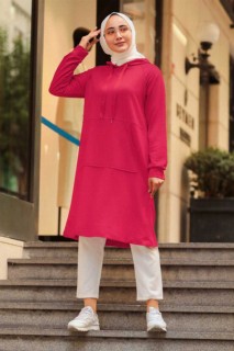 Woman Clothing - Fushia Hijab Sweatshirt & Tunic 100338818 - Turkey