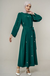 Daily Dress - Women's Stone Embroidered Crepe Dress 100326016 - Turkey