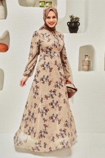 Clothes - Beige Hijab Dress 100340387 - Turkey