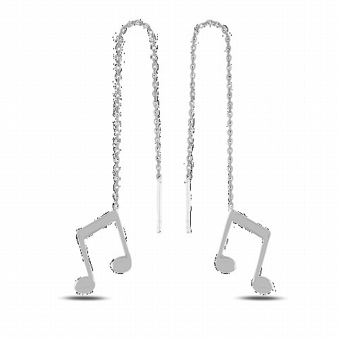 Jewelry & Watches - Musical Note Dangle Silver Earrings Silver 100346713 - Turkey