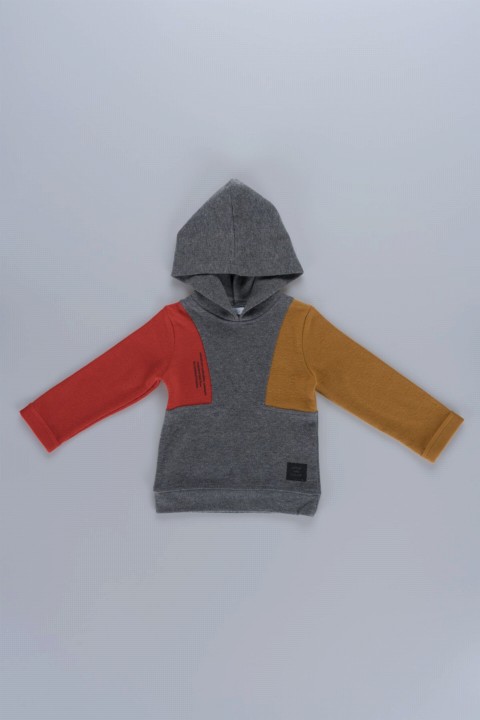 Woman Clothing - Boy's Hoodie with Lettering Sweatshirt 100326203 - Turkey