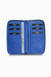 Guard Blue Burlap Print Zipper Portfolio Wallet 100346173