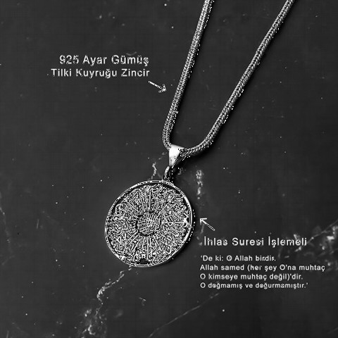 Surah Ihlas Embroidered Silver Necklace 100346587