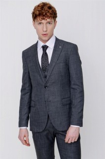 Men's Black Milano Patterned Vest Slim Fit Slim Fit 6 Drop Suit 100350694
